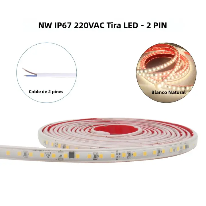 Tira De Luces LED 2835 IP67 Impermeable 120LEDs/m Flexible 1M 2M 3M 5M 10M 20M Calor Frío Blanco Para Iluminación Doméstica AC 220V 230V - 1