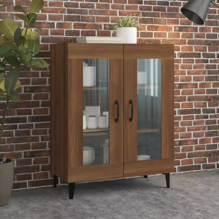 vidaXL Aparador de madera de ingeniería marrón roble 69,5x34x90 cm - 1