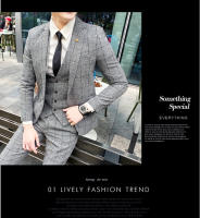 Traje De 3 Piezas Estampado De Rayas Y Cuadros De Alta Calidad - Traje Elegante Para Bodas Y Negocios Estilo Británico Con Chaleco Y Pantalones - details 5