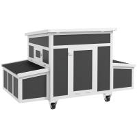 PawHut Gallinero de Madera 147x93,5x89,5 cm Gallinero para Exterior con Ventana Puerta Nido Bandeja Extraíble y Perchas Jaula para 1-6 Gallinas Gris Oscuro - details 0