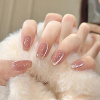 24pcs/set Uñas Postizas Cortas Cuadradas Con Diseño De Ojos De Gato Y Brillo En Colores Rosa Verde Morado Amarillo Y Nude Para Artículos De Belleza Y Uñas - details 22