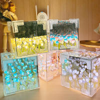 Lámpara De Espejo En Forma De Tulipán DIY Luz Nocturna De Mesa Para Dormitorio Artesanía De Flores Simulación Regalo De Cumpleaños - details 10