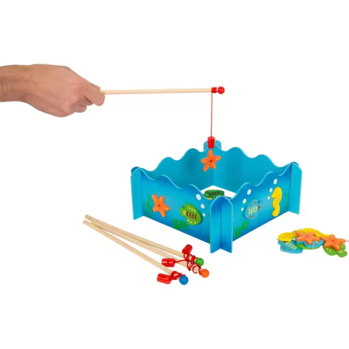 Small Foot - Juego de Coordinación Óculo-manual y Equilibrio de Pesca de Madera con Estructura Montable - 1