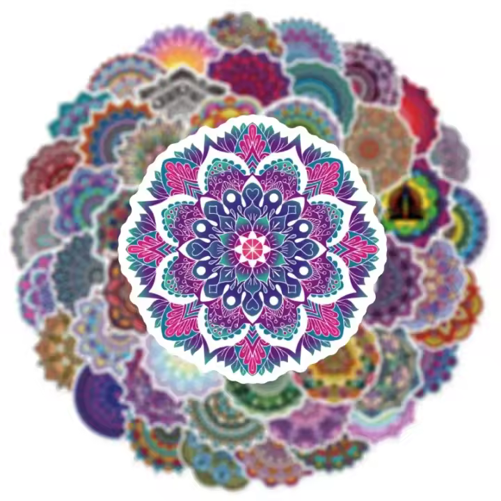 50PCS Pegatinas De Motocicleta Impermeables De 50PCS Con Diseño De Mandalas Graffiti Para Casco Y Maletero Cubierta De Ralladuras Del Cuerpo De La Motocicleta - 1