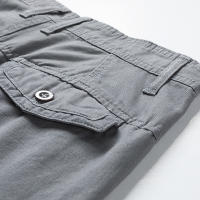 Shorts De Verano Para Hombre Puro Algodón Con Multiple Bolsillos Trabajo Casual Cintura Media Pierna Recta Overbice Longitud De Rodilla Playa - details 13
