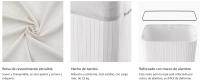 SONGMICS - Cesta de lavandería sucia con 3 compartimentos, cesta de 150L, bandeja de clasificación, con asas, tapa con arañazos, plegable, lino, hogar, lavandería, color madera/blanco/gris - details 3