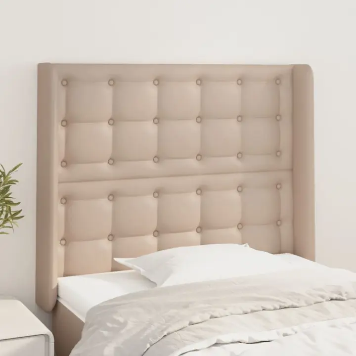 vidaXL Cabecero con orejas cuero sintético capuchino 83x16x118/128 cm - 1