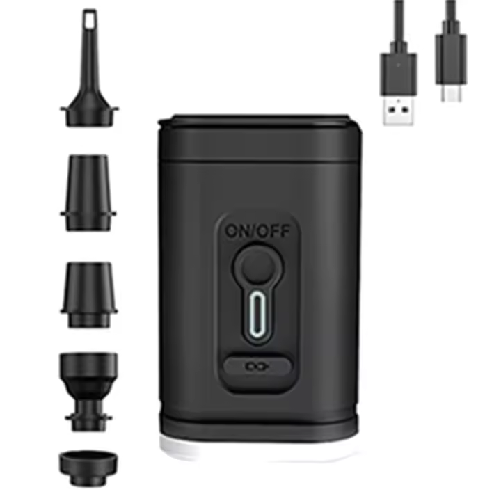 Bomba de aire eléctrica con luces, compresor de aire inalámbrico, inflador/desinflador de carga USB para acampar al aire libre - 1