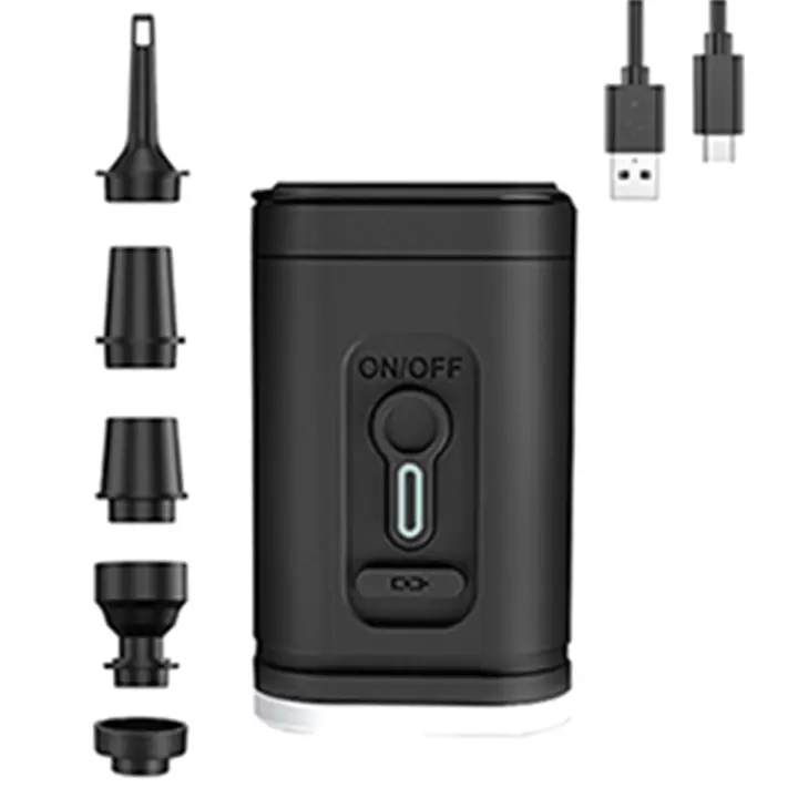 Bomba de aire eléctrica con luces, compresor de aire inalámbrico, inflador/desinflador de carga USB para acampar al aire libre - 1