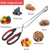 Pinzas de cocina de acero inoxidable con mangos suaves, pinzas multifuncionales para alimentos, pinzas para carbón de barbacoa, pinzas alargadas de 13 pulgadas - details 3