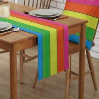 Mantel De Lino Con Estampado De Rayas De Gradiente De Colores Para Comedor Mesa De Televisión Y Entrada Sensación Ceremonial - details 25
