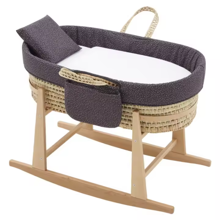 Moises de Bebe Mio Cuco Denver Gris Flores con Patas Cambrass - 1