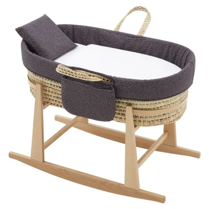 Moises de Bebe Mio Cuco Denver Gris Flores con Patas Cambrass - 1
