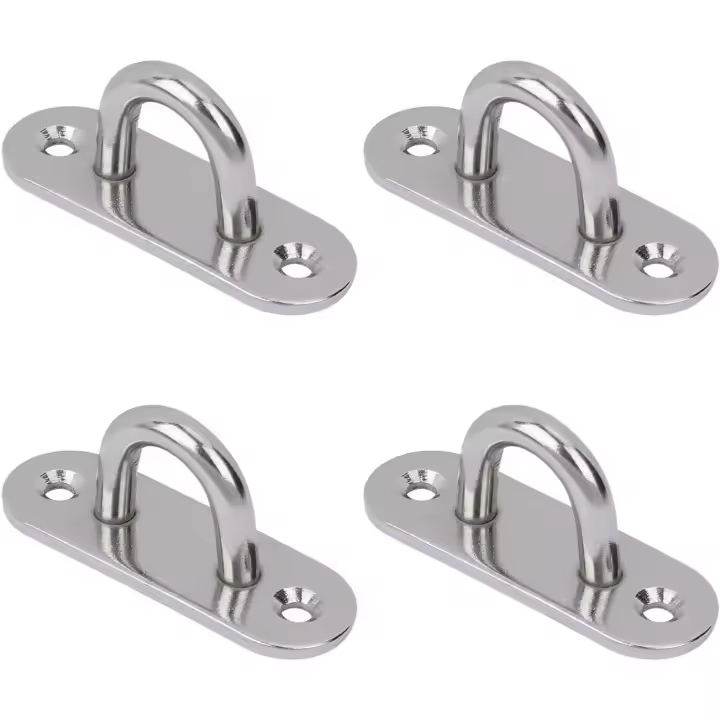Placas de ojo de acero inoxidable, 4 piezas de 6 mm, gancho de almohadilla oblongo, placa de ojo, anillo de grapa de metal, gancho de montaje, plateado - 1