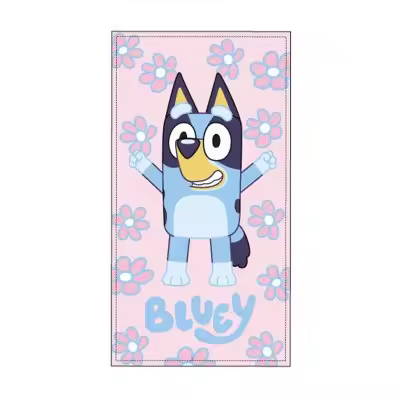 Toalla Playa Piscina infantil Bluey Rosa Oficial 70x140cm de microfibra para niños - 1