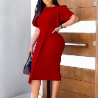 Vestido Elegante Para Oficina Para Mujer Con Volantes En La Manga Y Botones Silueta Suelta Midi Traje Formal De Negocios Vestimenta De Trabajo Ropa Midi Robe - details 3
