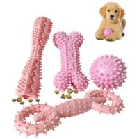 Juego De 4 Juguetes Para Perros Masticables De Goma Suave Juguetes Para Limpiar Los Dientes De Tu Mascota Divertidos Bolas De Hueso Para Distribuir Alimentos - details 0