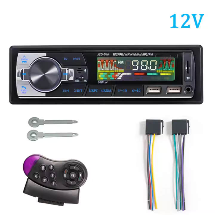 SINOVCLE 1din Radio De Coche Con Audio Bluetooth Estéreo MP3 Reproductor FM Receptor 60Wx4 Con Control Remoto AUX/USB/TF Card in Dash Kit - 1