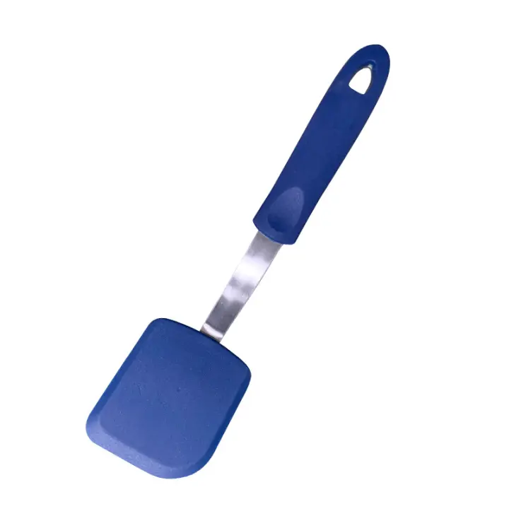 Raspadores de silicona para galletas (2 unidades), mini raspadores para brownies, espátulas elásticas de silicona para cocina, antiadherentes, resistentes al calor, para panqueques (gris, azul) - 1