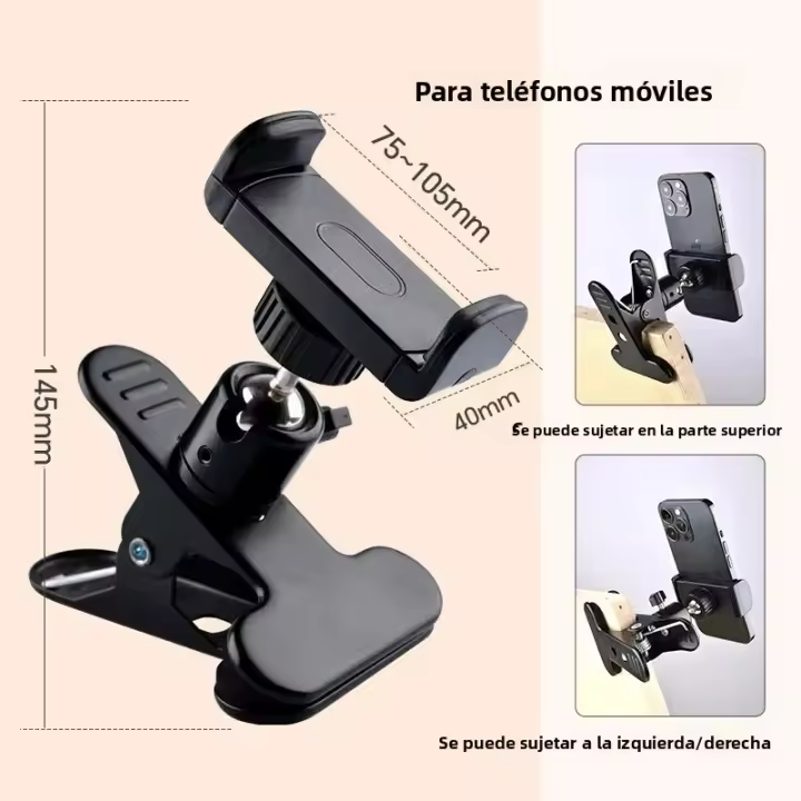 Soporte Universal De Metal Para Teléfono/Tablet Con Clip Adecuado Para Escritorio/Escala De Arte Soporte Conveniente Para Streaming En Vivo Llamadas De Video - 1