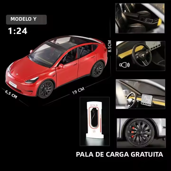 Coche De Juguete De Aleación De Metal Tesla Model Y Model 3 Model S a Escala 1:24 Con Sonido Y Luz Regalo De Cumpleaños Para Niños Coleccionables - 1
