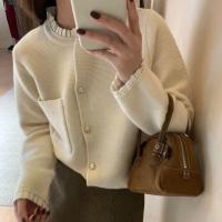 Nueva Chaqueta De Punto Con Bordado De Encaje Y Botones De Corazón Francés Suave Y Elástica De Poliéster Para Mujer - details 2