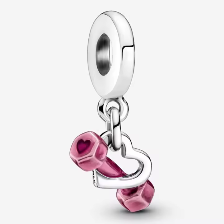 Pandora Charm de Colgante en Plata de Ley Colgante con forma de corazón y mancuerna 799545C01，Incluye Caja Original - 1