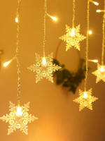 Luces LED De Navidad Con Forma De Copo De Nieve Y Escarcha Para Cortina Impermeables De Fairy Colocables En Conexión Con Ondas Para Fiesta De Vacaciones - details 0