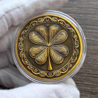 Moneda De La Suerte Con Águila Y Rueda De La Fortuna Diseño Elegante De 4 Hojas De Clover Metálica Para Regalos Únicos - details 1
