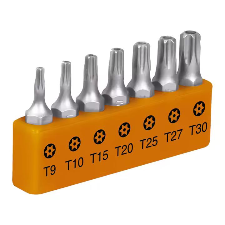 Truper Juego de Puntas Torx con Seguro y Organizador - 25 Mm - 7 Puntas - 1