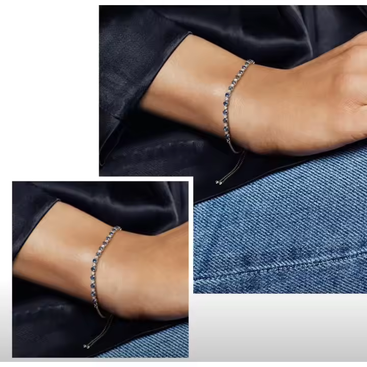 PANDORA Timeless Rhodium plated sterling silver bracelet with moonlight blue crystal and clear cubic zirconia - 1