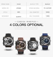 Reloj Deportivo Para Hombre Oulm Estilo Único Diseñador Calidad Superior Cuero Y Tela Reloj De Cuarzo Moda Resistente Al Choque - details 3