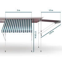 Outsunny Brazo Ajustable Toldo Abrazadera Toldo 200x150 cm Altura Ajustable Protección Solar Brazo Ajustable Manivela Balcón Alu Verde y Blanco - details 5