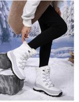 Botas De Tobillo Para Mujer Invierno Calor No Derrapante Negras Botas De Nieve Con Cordones Chaussures Femme Botines Mujer Planas - details 14