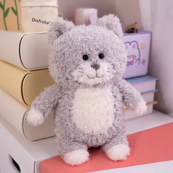Muñeco De Peluche Gato Para Té En Colores Negro Gris Marrón Y Blanco Suave Regalo Perfecto Para San Valentín Cumpleaños - 1