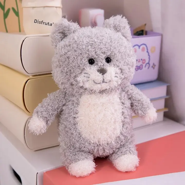 Muñeco De Peluche Gato Para Té En Colores Negro Gris Marrón Y Blanco Suave Regalo Perfecto Para San Valentín Cumpleaños - 1