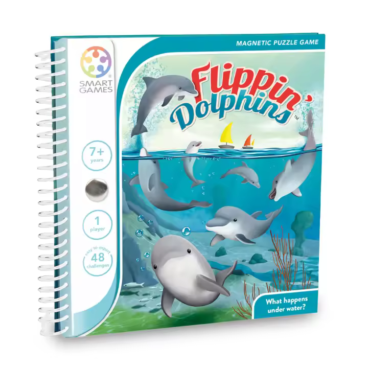 SmartGames - Flippin' Dolphins, Magnetic Puzzle Game with 48 Challenges, 7+ Years - 1