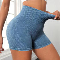 Shorts De Yoga Sin Costuras Cintura Alta Para Mujer Leggings De Levantamiento De Glúteos Para Gimnasio Correr Fitness Ropa Deportiva - details 3