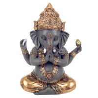 CAPRILO REGALOS & DECORACIÓN Figura Budista Decorativa de Resina "Ganesha Meditando-Dorada" Adornos y Esculturas. Regalos Originales. Decoración Hogar. 10,50 x 7,50 x 14,50 cm - details 0