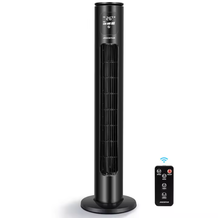 AIGOSTAR Ventilador de Torre con Mando a Distancia, Conexión Smart: WiFi+Bluetooth,Temporizador Programable, 3 Modos y 3 Velocidades, Pantalla LED. - 1