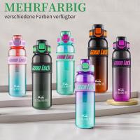 Botella de Agua “GOOD LUCK” con Pajita y Tapa Hermética – 1 L Reutilizable, Libre de BPA, con Esponja de Limpieza Incluida – Varios Colores - details 0