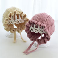 Gorro De Bebé Otoño Invierno Con Diseño De Volante Y Estampado Sólido Ajustable Para Niñas Cabeza Infantil Ropa De Bebé - details 8