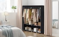 SONGMICS Armario de Ropa, Armario de Tela Portátil, con 4 Barras para Colgar, Estantes, 4 Bolsillos Laterales, 45 x 170 x 167 cm, Espacioso para Dormitorio, Salón, Gris/Negro/Azul Oscuro/Verde Oliva - details 1
