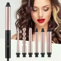 Plancha para rizar el cabello 6 en 1 para mujer, rizador de varita de pelo profesional, aparatos de peinado, rodillos de calentamiento rápido, 30s - details 1
