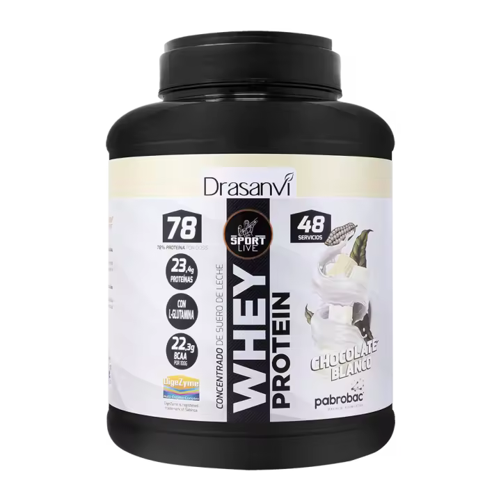 Drasanvi Whey Protein Concentrada Chocolate Blanco de 1,45 kg Sport Live - 1
