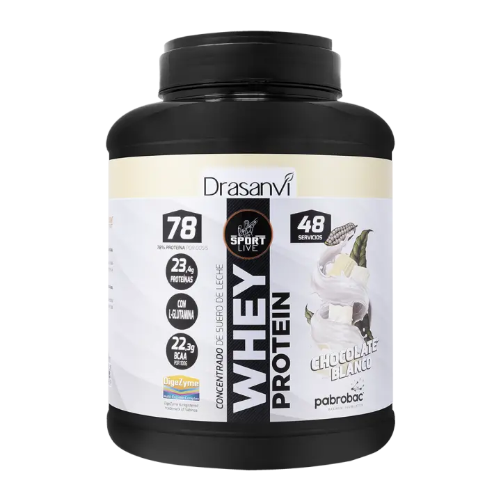 Drasanvi Whey Protein Concentrada Chocolate Blanco de 1,45 kg Sport Live - 1