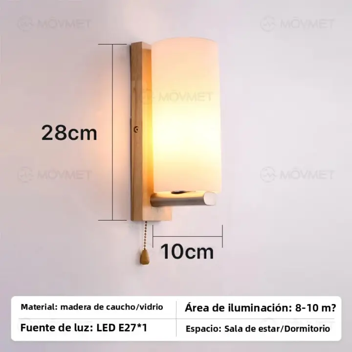 Lámpara De Pared LED De Madera Con Cables De Arranque Para Dormitorio Sala De Estar Cocina Retro Vintage E27 sinInterruptor Inteligente Fuente De Alimentación AC 220V 110V - 1