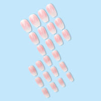 24pcs/set Uñas Postizas Cortas En Gradient Nude Rosa Jalea Brillante Estilo Cuadrado Ballet Frances Reutilizables Press on Falsas Uñas - details 4
