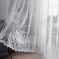 1PC Cortinas Bordadas En Blanco Nórdicas Para Salones Dormitorios Ventanas Curvas Particiones Finales Pantallas De Ventanas - details 1