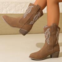 Botas Occidentales Bordadas 2024 Para Mujer Talla Grande 43 Punta Puntiaguda Botines De Otoño Estilo Cowboy Con Plataforma Cierre SLIP-ON Material De Suela RUBBER - details 12